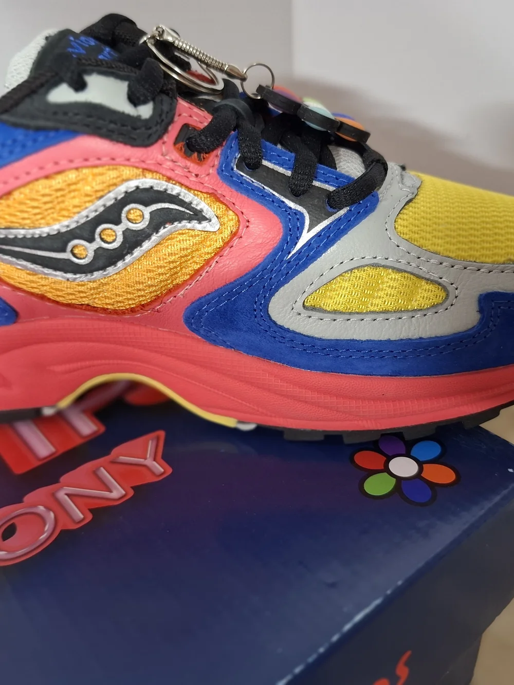 Saucony Kids Yellow, Blue & Pink Multicolor Sneakers